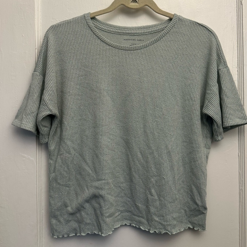 American Eagle waffle knitted T-shirt lightweight